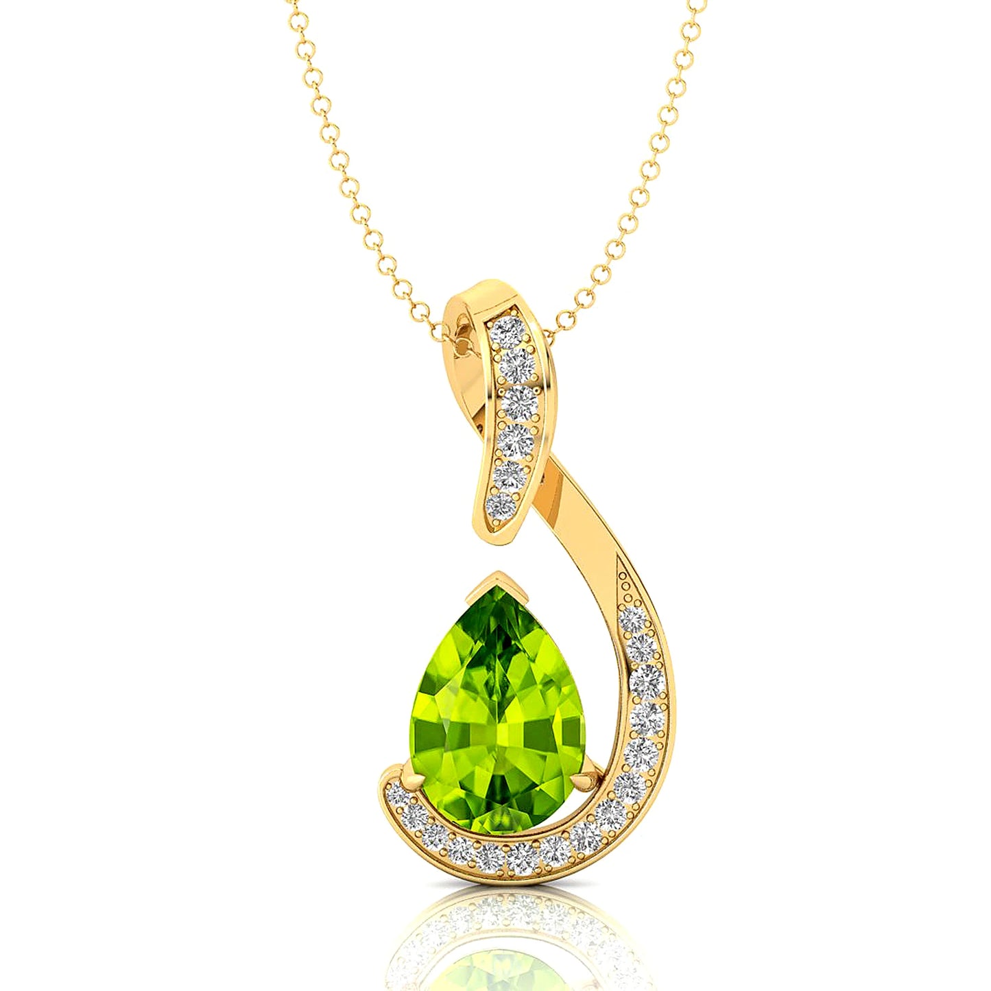Pear Cut Natural Peridot Gemstone & Real Diamond Charm Pendant in 18K Solid Gold Pendant Custom Bridal Fine Jewelry OEM ODM