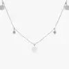 14K Solid Gold Natural Brilliant Cut 0.08Ct Diamond Dangling Dainty Disc Necklace Custom Made Bridal Wear Third Party Certified