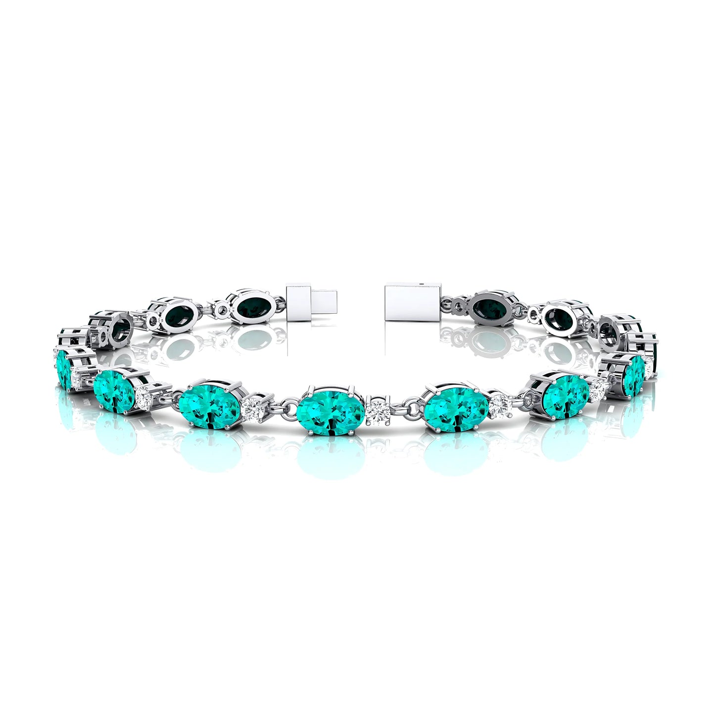 Luxurious 14K Gold Lab Grown Paraiba Tourmaline Tennis Bracelet 2025 Daily Wear Unisex Fine Jewelry Tourmaline Tennis Bracelets