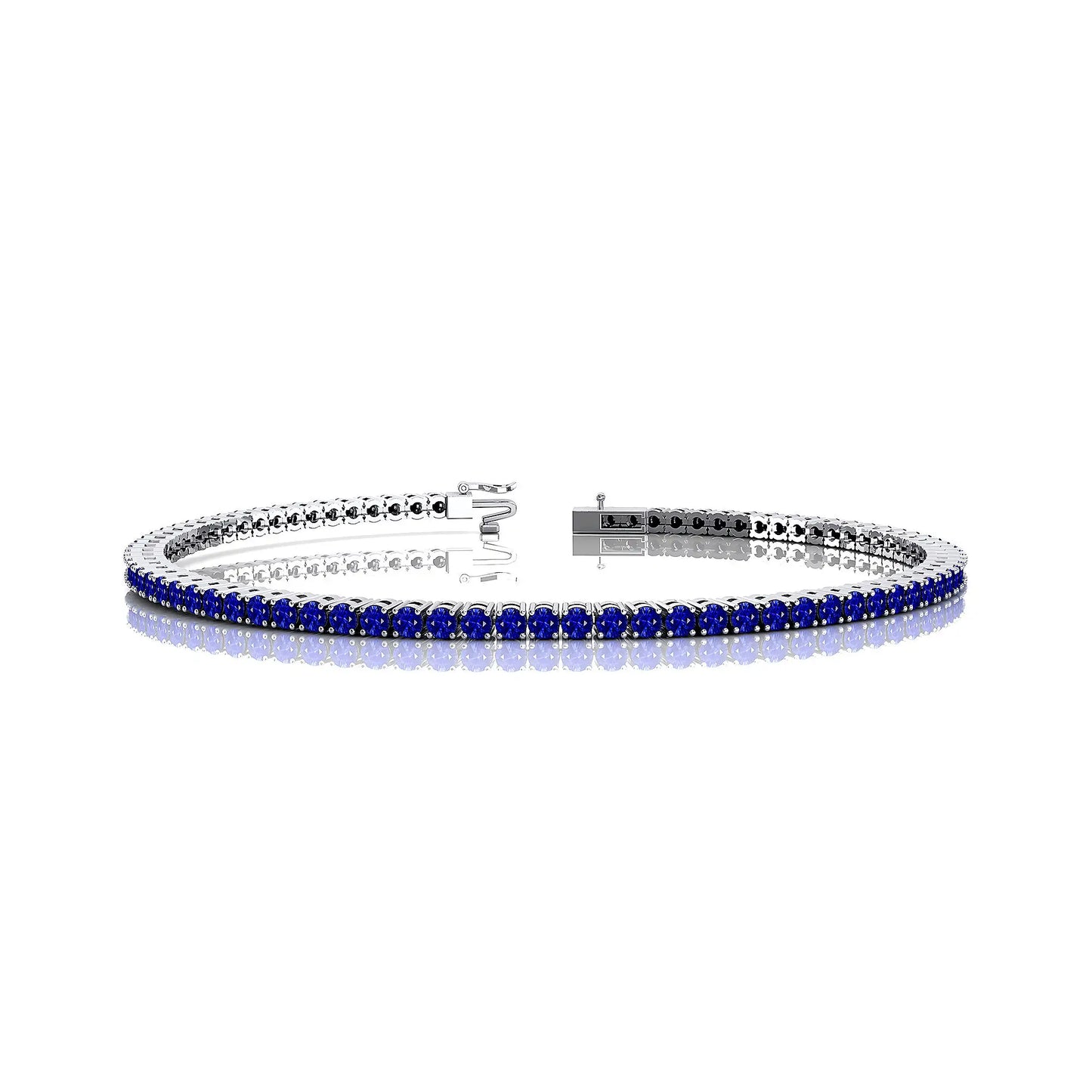 Women's Natural Blue Sapphire Tennis Bracelet 14K Yellow Gold Prong Setting 2.00 Ctw Elegant Charm Gift RTS