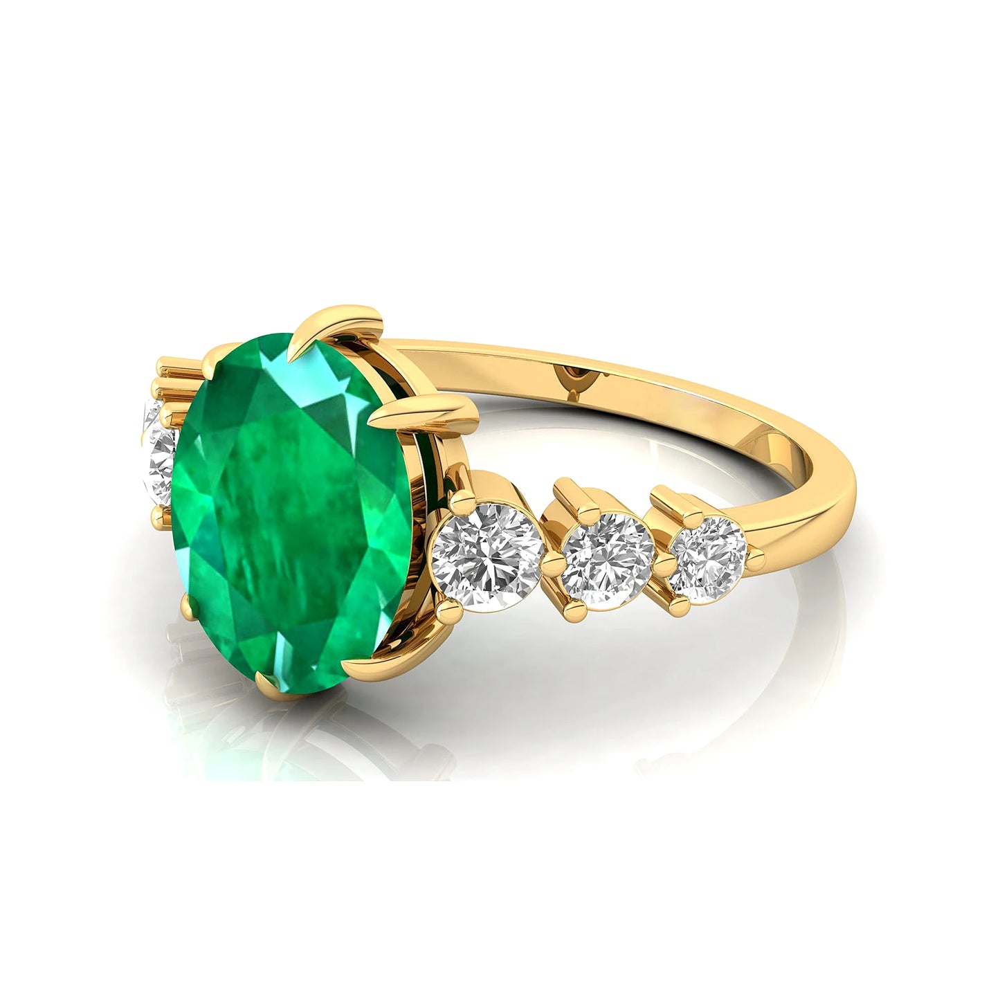 Solid 18K Rose Gold Lab Grown Emerald & Diamond Wedding Rings Classic Women's Fine Jewelry Wholesale Factory Prices OEM