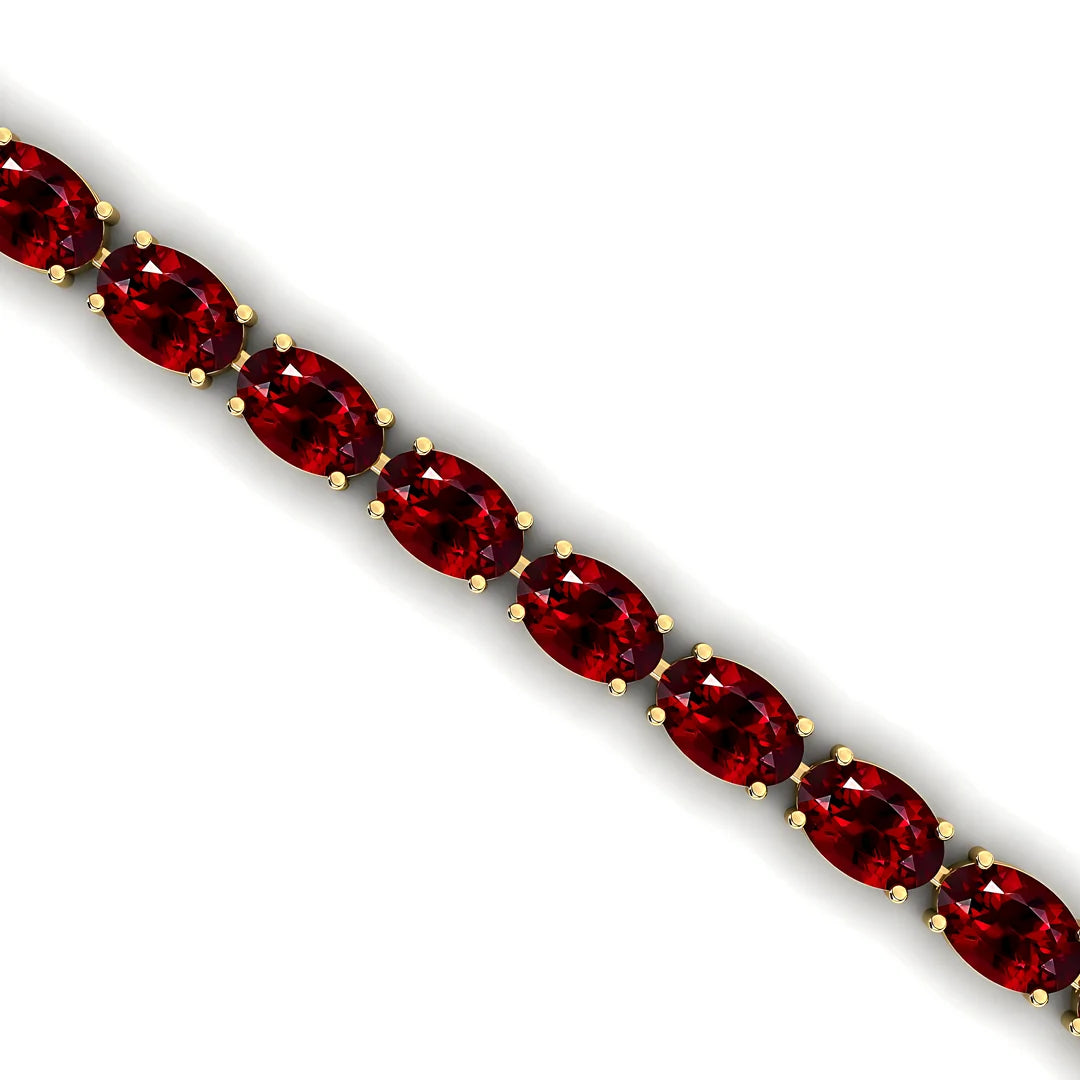 10K 14K Solid Gold Natural Red Garnet Tennis Bracelet Oval Cut 6x4 mm Gemstone 18K Pure Gold Tennis Bracelets for Gifts Parties