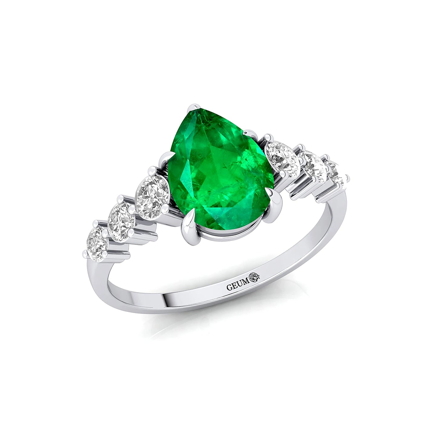 Luxurious 14k Gold Jewelry Unique Round Cut Lab Grown Emerald Gemstone Ring Genuine Diamonds Wedding Anniversary Party Wear Ring