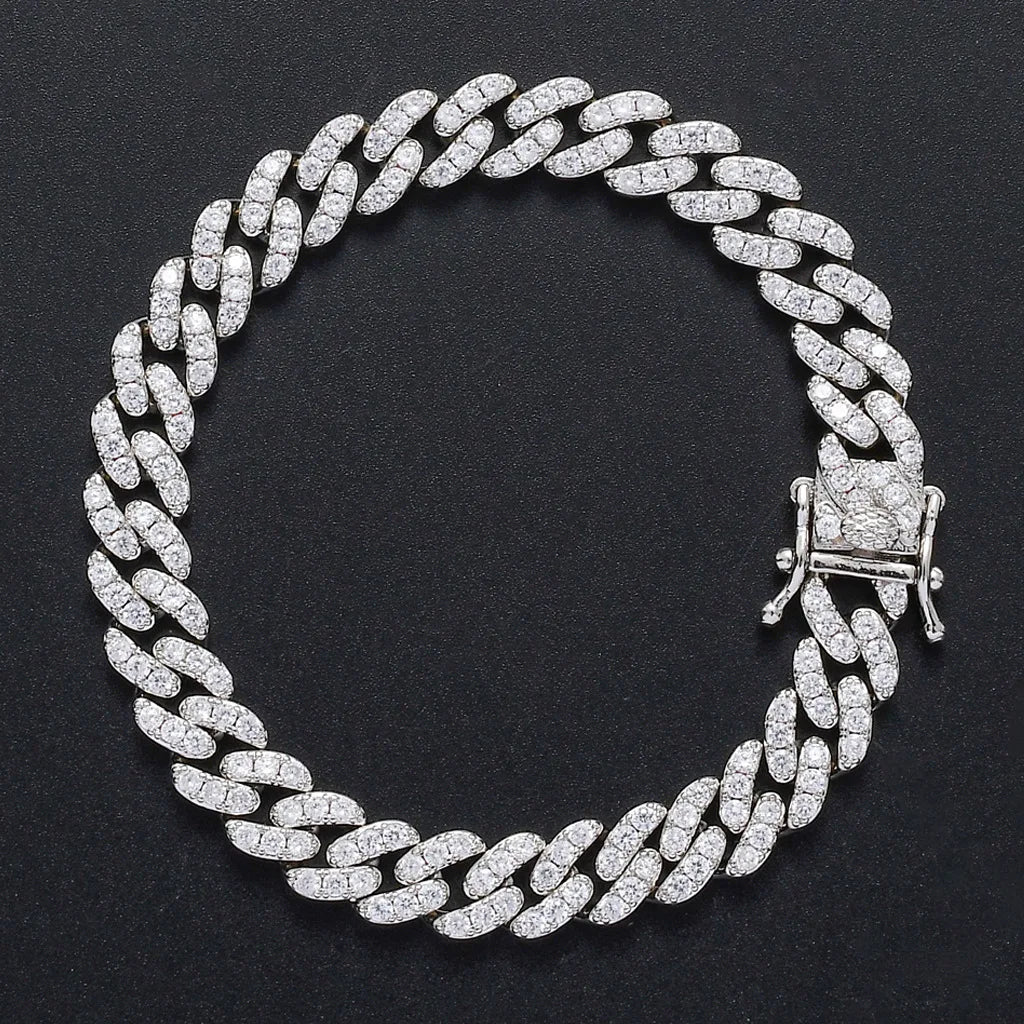 9mm Iced Out Cuban Bracelet Single Row 5A Zircon Hip Hop Jewelry for Men Women Fashion Bacelet Wholesale