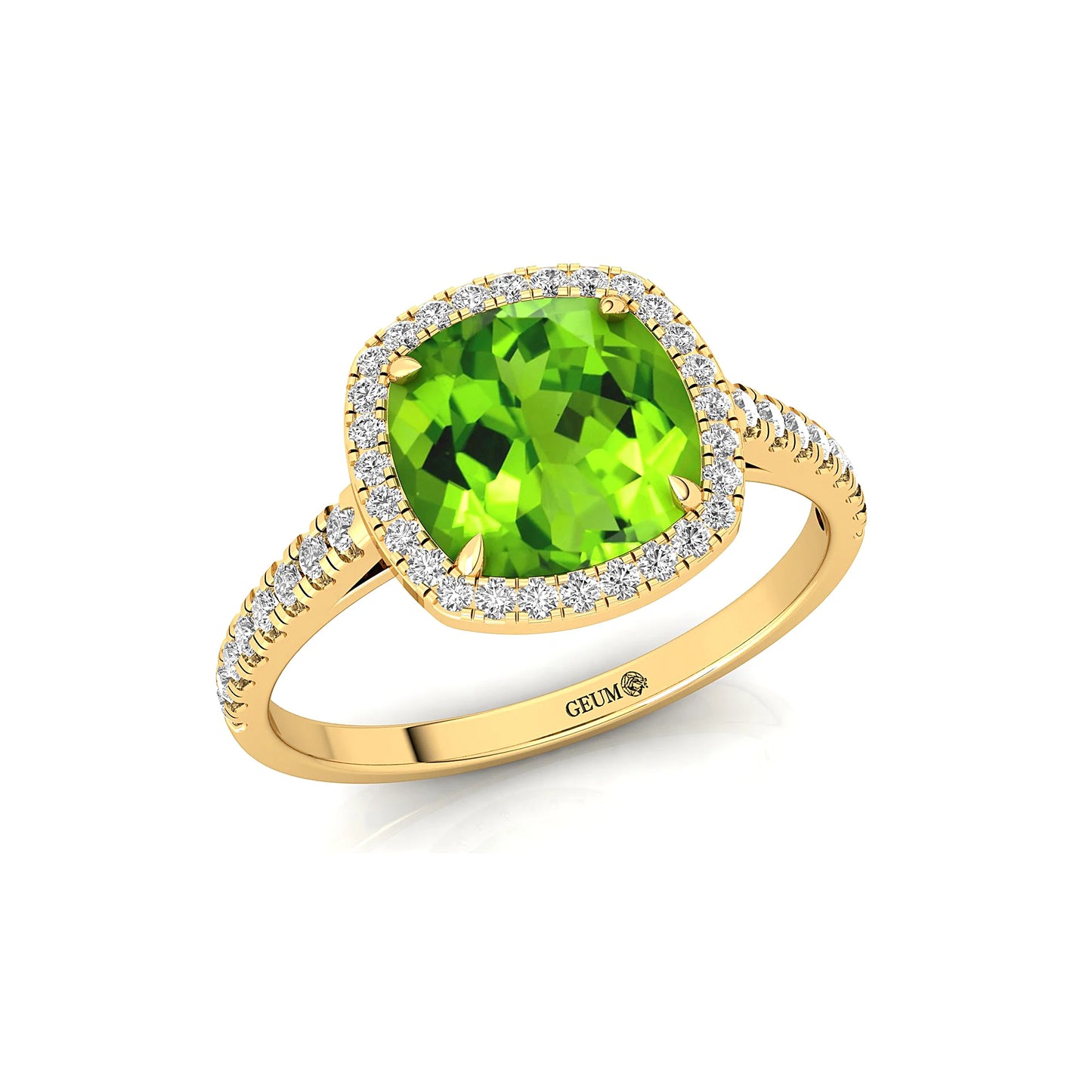 Genuine Peridot 18k Solid Gold August Birthstone Wedding Ring Anniversary Gift Natural Cut Diamond Engagement Ring for Party