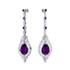 Trendy 18K Solid Gold Earrings Women's Beautiful Teardrop Accented Drop Earrings Natural Amethyst and Diamonds Halo Earrings