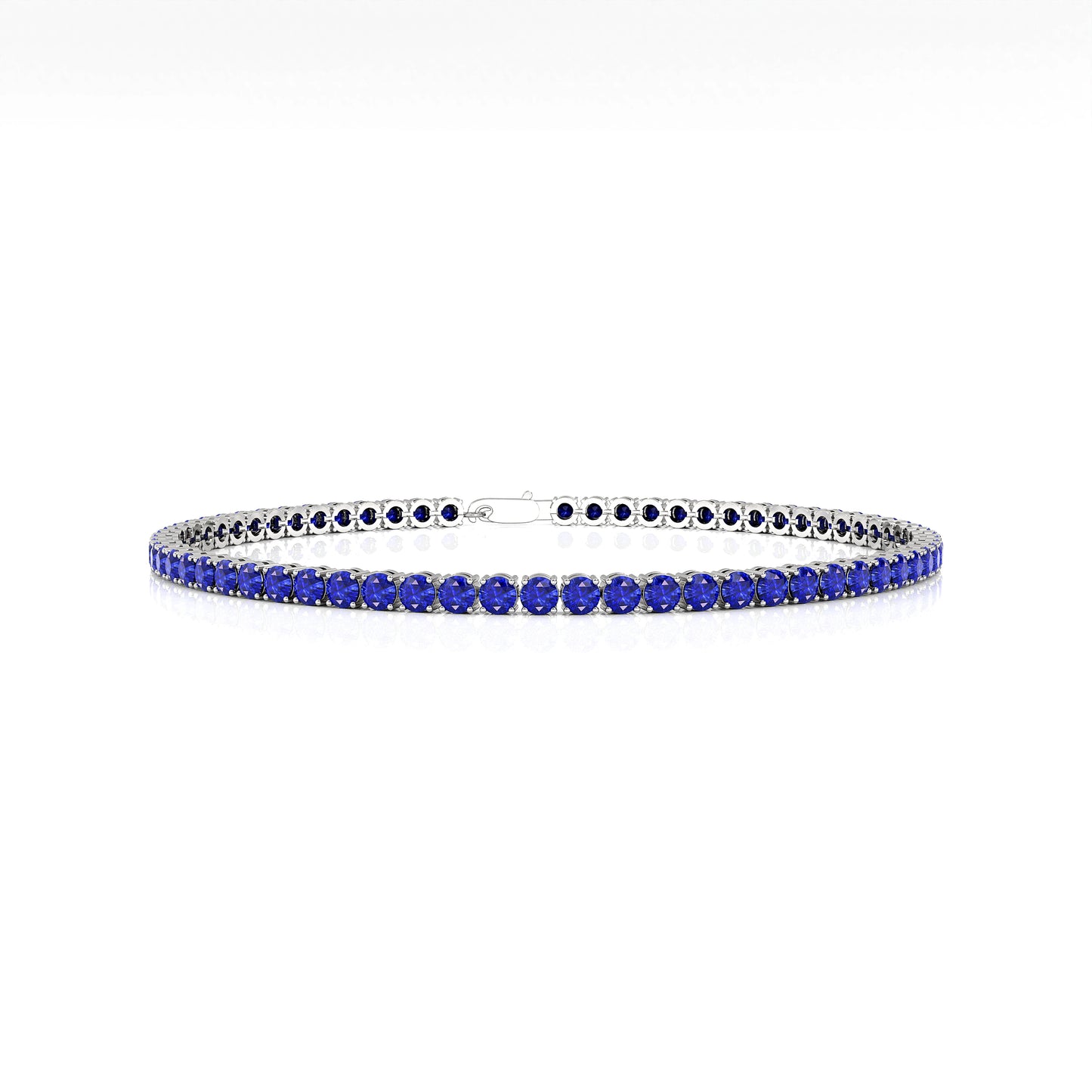 Women's Natural Blue Sapphire Tennis Bracelet 14K Yellow Gold Prong Setting 2.00 Ctw Elegant Charm Gift RTS
