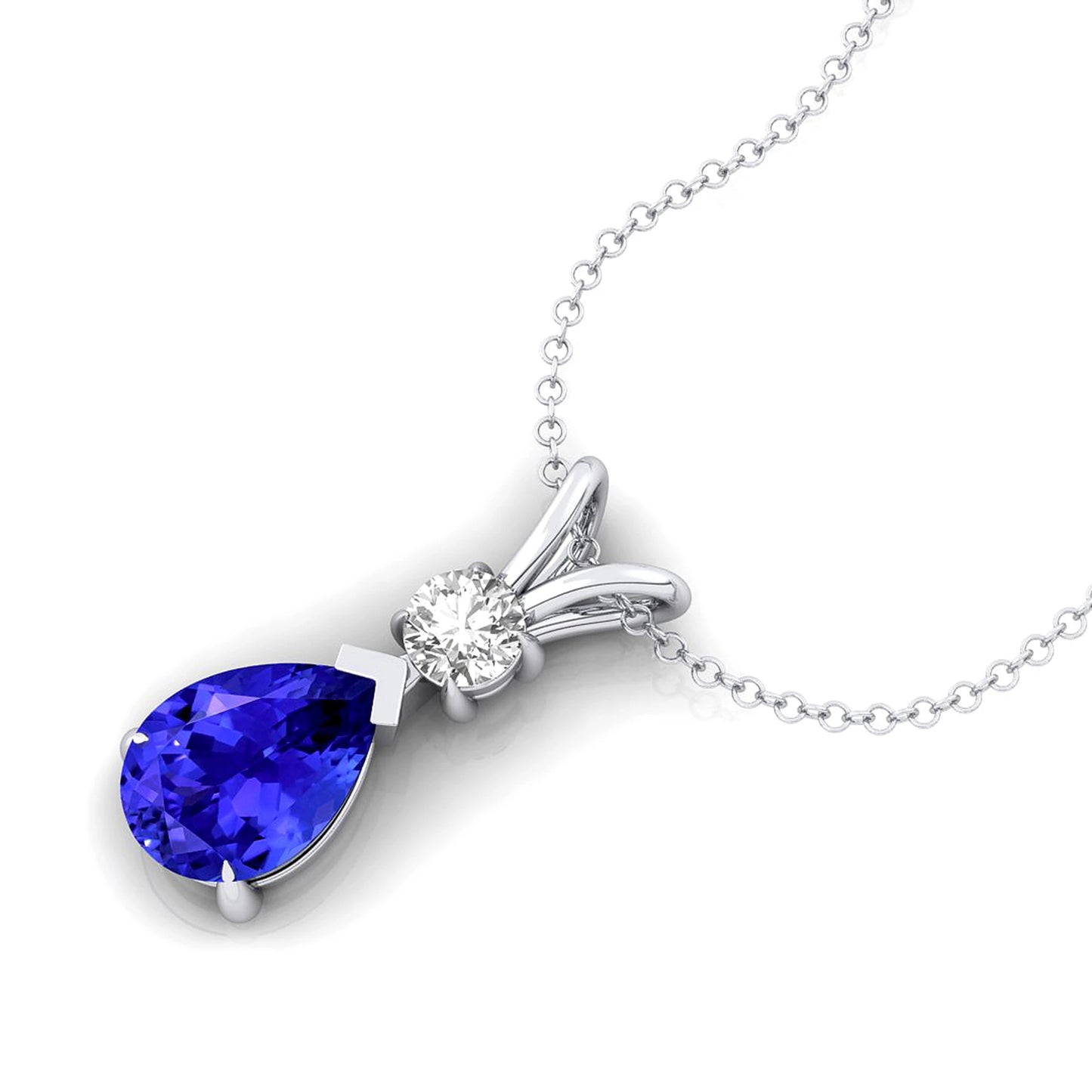 Beautiful Pear Shape Natural Tanzanite Gemstone Pendant Handmade Luxury Fine Jewelry With Small Diamond 14k Solid Gold