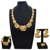 Zhuerrui Italian Gold Plated Jewelry Set Fan Shaped Crystal Inlaid Layered Necklace Earrings Bracelet Ring for Women Party I0059