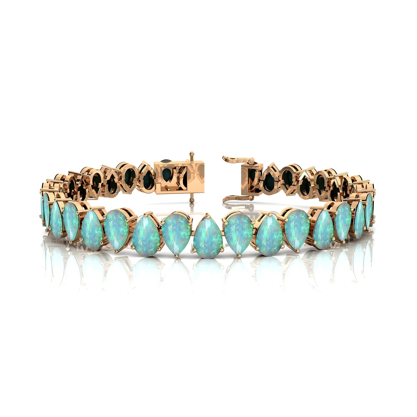High Quality Natural Pear Cut Ethiopian Opal Tennis Bracelet for Women Light Weight Luxury Gemstone Tennis Bracelets Wholesaler