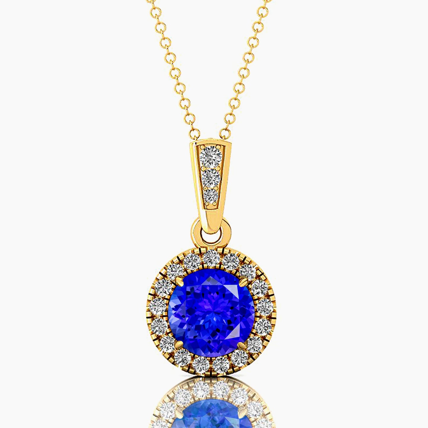 Latest Trendy Design Solid Gold Cute Pendant Real Diamonds Featuring Natural Tanzanite Gemstone Rhodium Plated Jewelry For Women