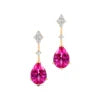 18k Solid Gold Fine Jewelry Pear Cut Lab Grown Pink Sapphire Gemstone & Real Diamonds Earrings Rhodium Plated Jewelry For Wife