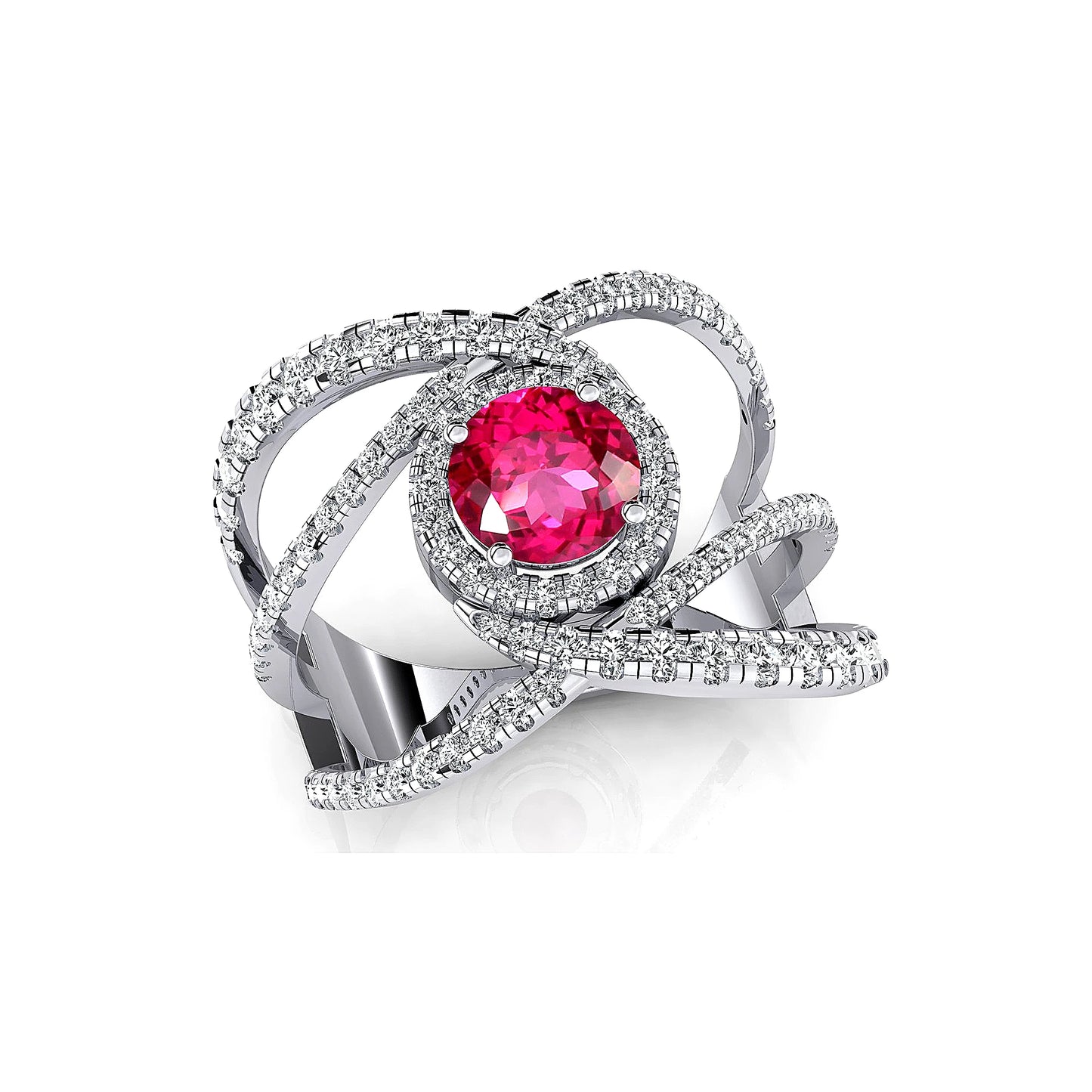 18k Solid Gold Handmade Dainty Rings Adorned Cut Lab Grown Pink Sapphire Gemstone Real Diamonds Rhodium Plated Wedding Bulk OEM
