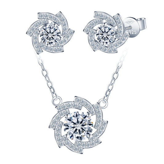 Nebula Jewelry Set 925 Sterling Silver Moissanite Pendants Charms Necklace Stud Earrings