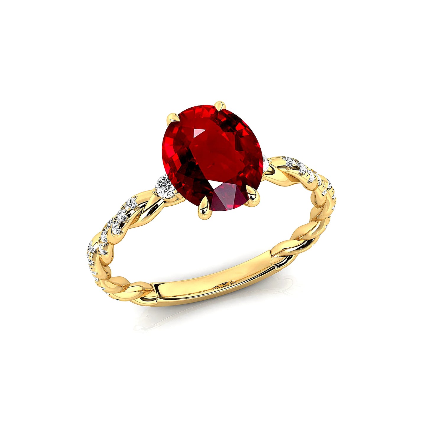 Flawless Design July Birthstone Lab Grown Ruby Gemstone Dainty Rings 18k Solid Gold Rhodium Plated Classic Wedding Style 0.17