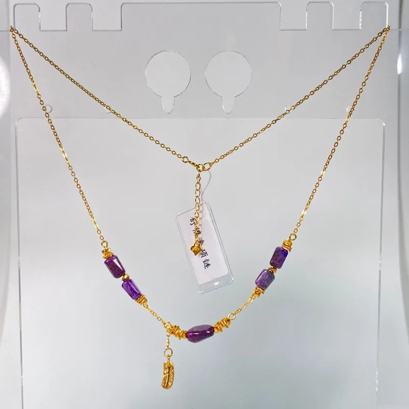 REDheart Collana a Catena 925 Silver Gold Plated Necklace Natural Gemstone Inner Peace Luxury Women Link Chain Necklace