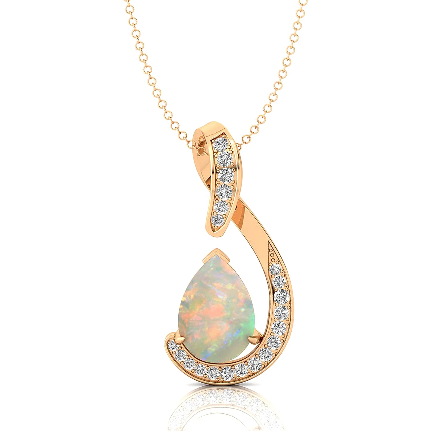 18Kt Solid Gold Pear Shape Natural Ethiopian Opal Gemstone Designer Charm's Pendant Real White Diamonds OEM ODM Wholesale