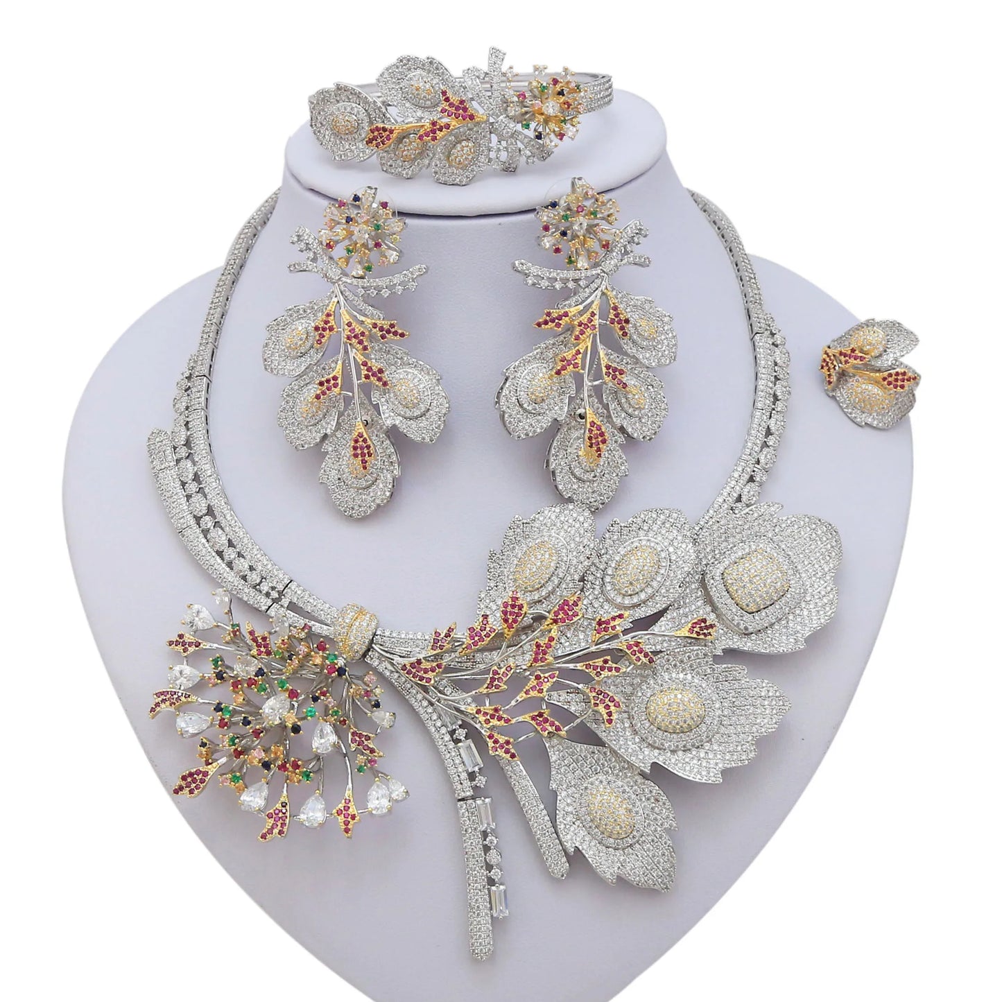 Zhuerrui Latest Fashion Brazilian Dubai Copper Alloy Gold Plated Bridal Wedding Party Birthday Wholesale Jewelry Set HZ18111901