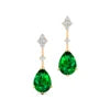 Handmade Cute Dainty Jewelry Lab Grown May Birthstone Emerald Gemstone & Real Diamonds Earrings For Her 18k Gold Rhodium Plated