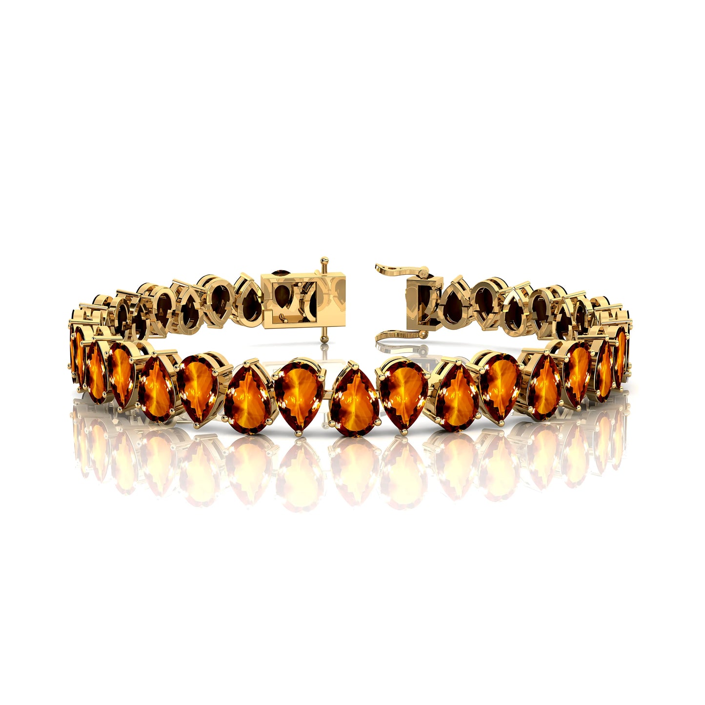 Natural Pear Cut Citrine Gemstone Tennis Bracelet Ready To Ship 14K Pure Gold Fine Jewelry Handmade Tennis Bracelet Wholesale