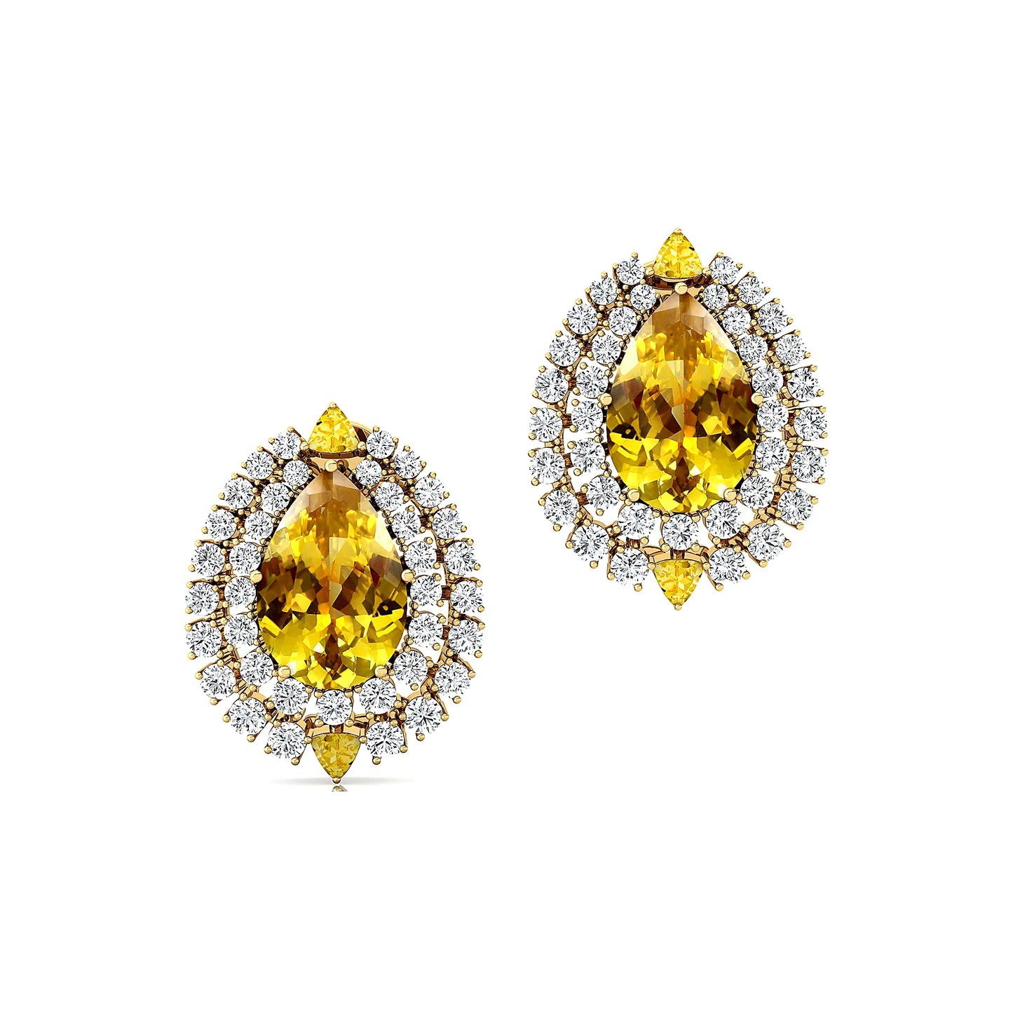 Fine Jewelry Lab Grown Yellow Sapphire Gemstone Diamonds Solitaire Ear Studs 14K Solid Gold Cute Minimalist Gold Stud Earrings