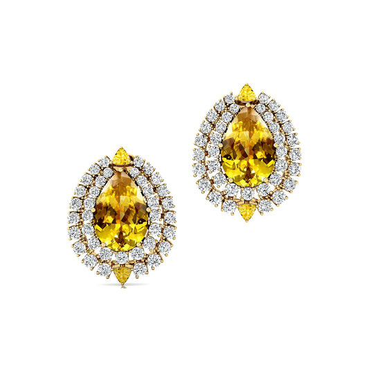 Fine Jewelry Lab Grown Yellow Sapphire Gemstone Diamonds Solitaire Ear Studs 14K Solid Gold Cute Minimalist Gold Stud Earrings