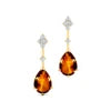 Natural Citrine Stone and Real Diamonds Earrings 18k Solid Gold Round Cut Gemstone Stud Earrings Cute Anniversary Jewelry Bulk
