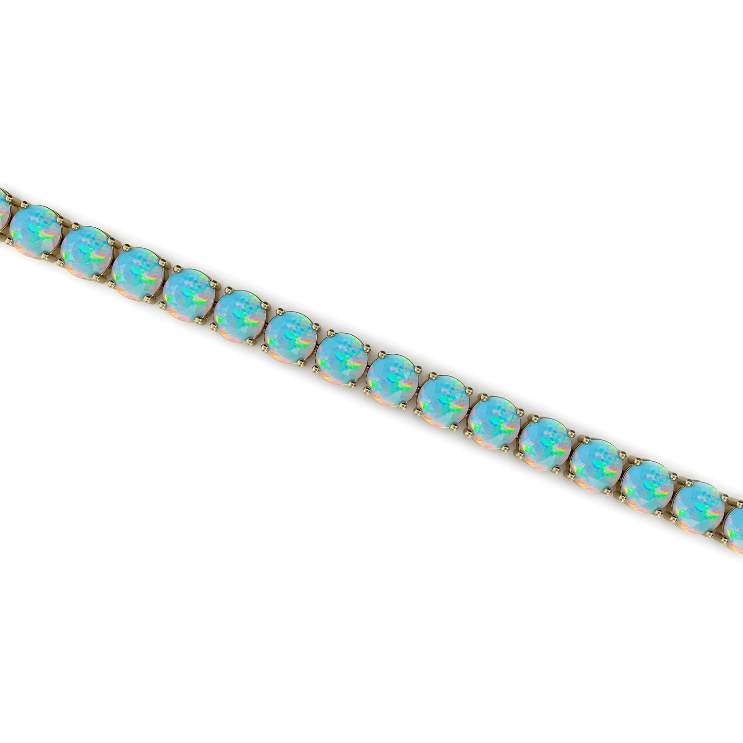 New Design 14k Solid Gold Natural Ethiopian Opal Tennis Chain Bracelets Women Gift Party Direct Wholesale Fine Jewelry