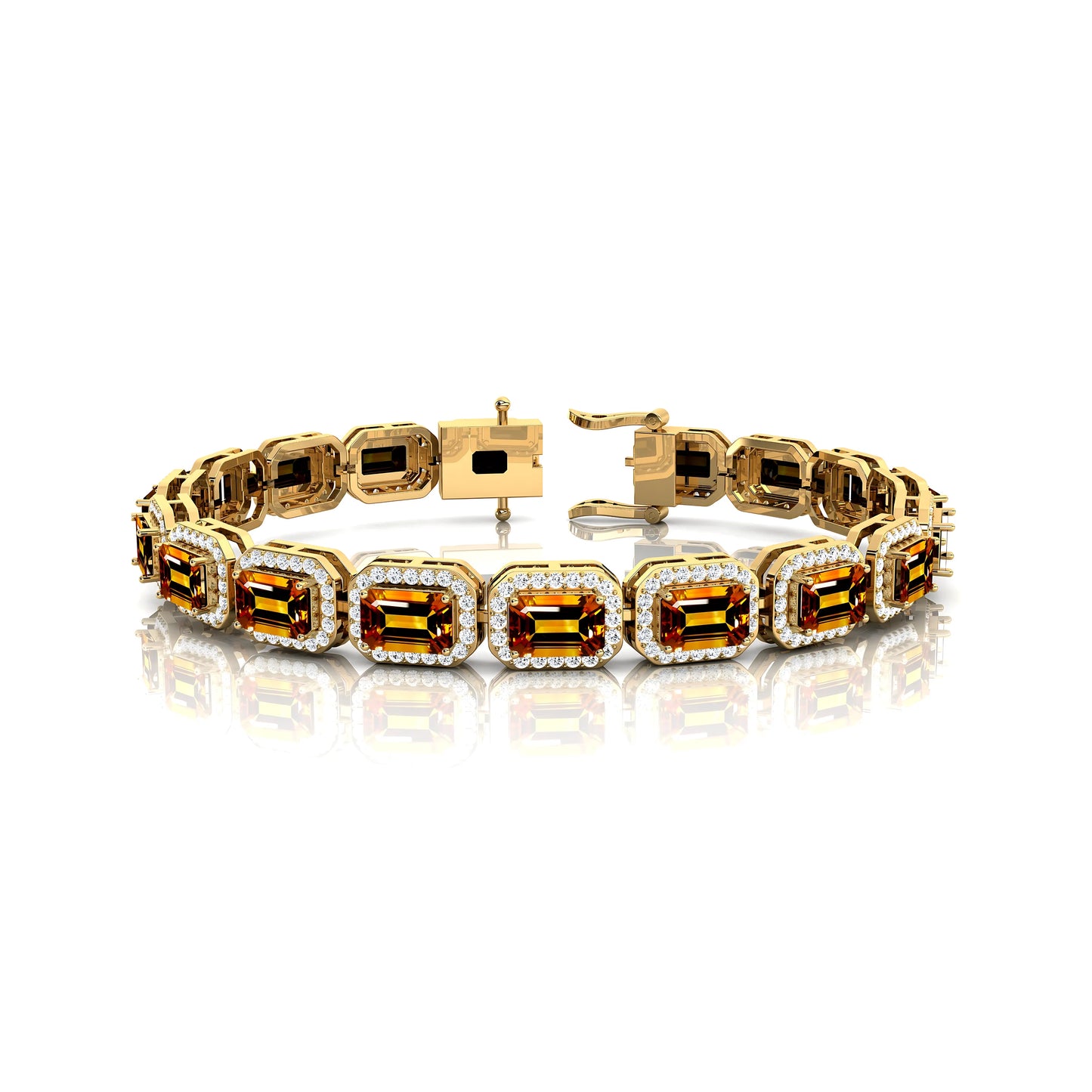 Natural Citrine & Diamond Tennis Bracelet Pure 14K White /Yellow/Rose Gold Luxury Customized Fine Jewelry Gift for Men & Women