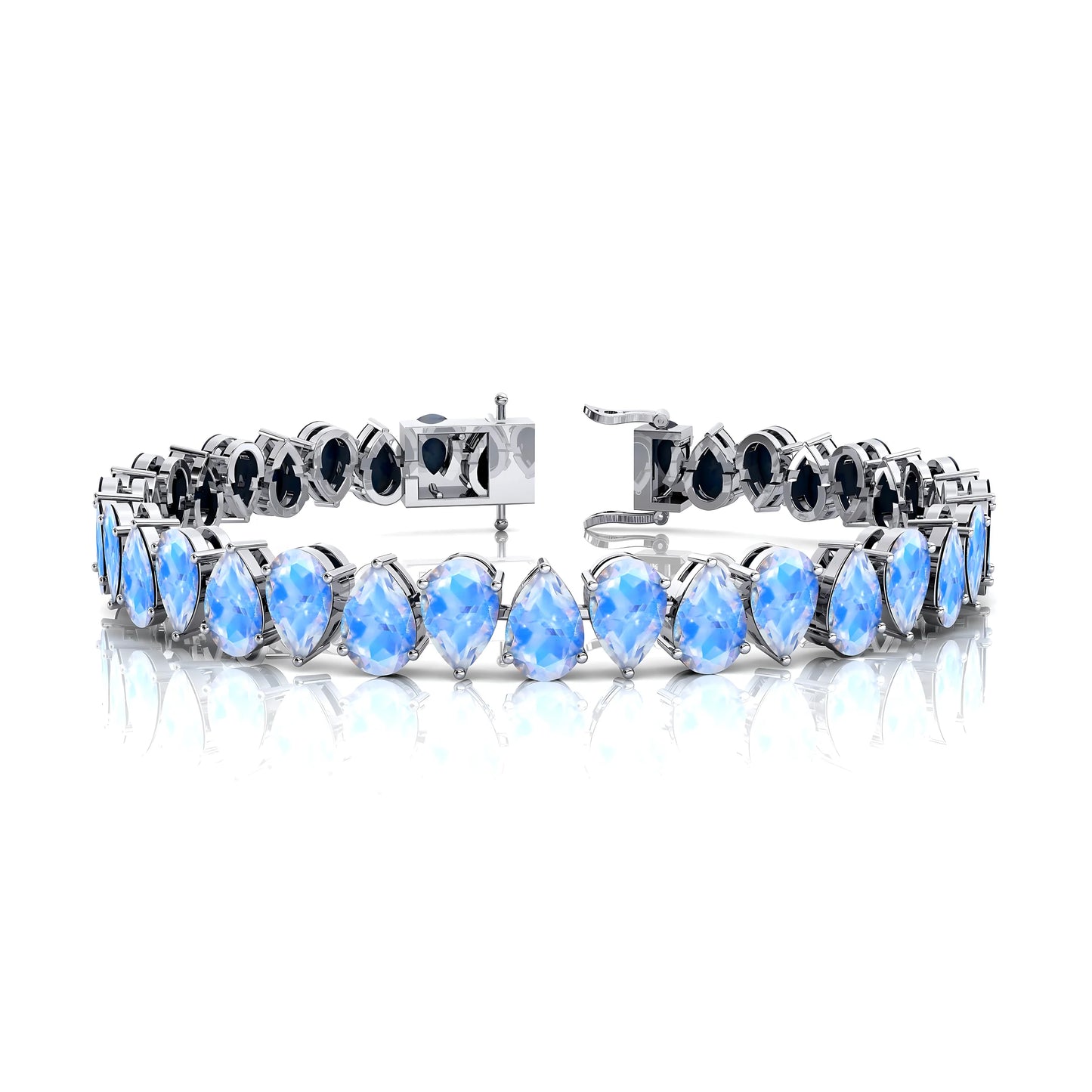 New Arrival Natural Rainbow Moonstone Pear Cut Gemstone Tennis Chain Bracelet 14K Solid Gold Fine Jewelry Direct Manufacturer