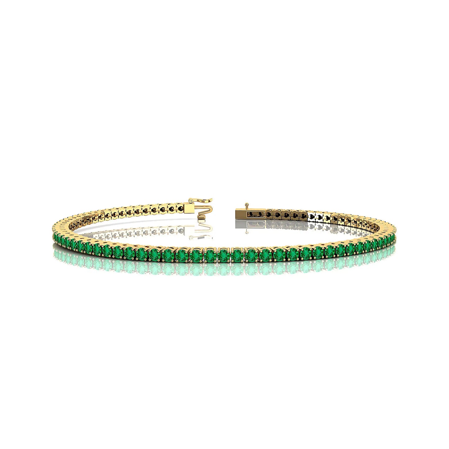 2026 14k Gold Natural 2mm Zambian Emerald Gemstone Tennis Bracelet Infinity Design Stacking Fine Jewelry Women Customized Size