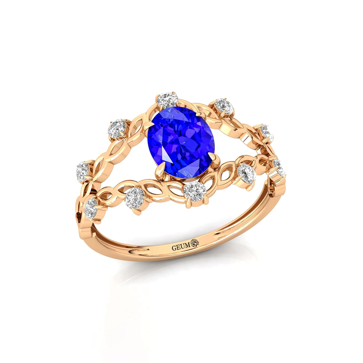 Exclusive Designer Oval Cut Natural Tanzanite Gemstone Rings Pure 18K Solid Gold Adorned Natural Diamonds Wedding Classic