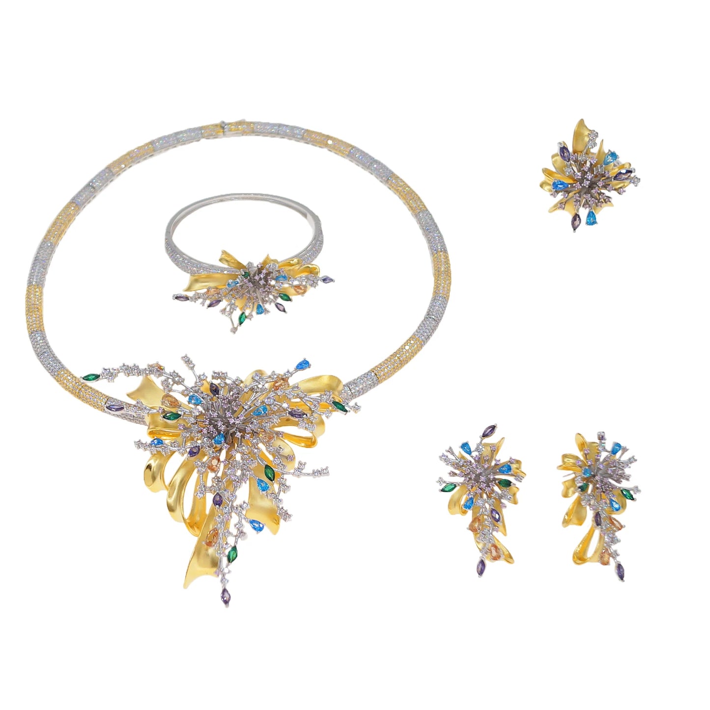 Zhuerrui New Design Sense Jewelry Set American High-end Diamond Series Ladies Classic Inheritance Wedding Four SetsHZ24740209
