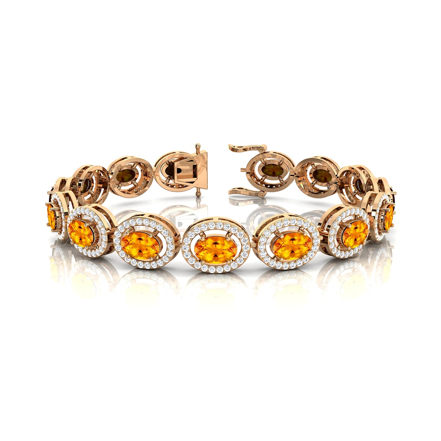 14kt Gold Natural Oval Cut Citrine & Round Diamond Tennis Bracelet Fine Jewelry Wedding Wear Unisexual 2025 Trendy Bracelets RTS