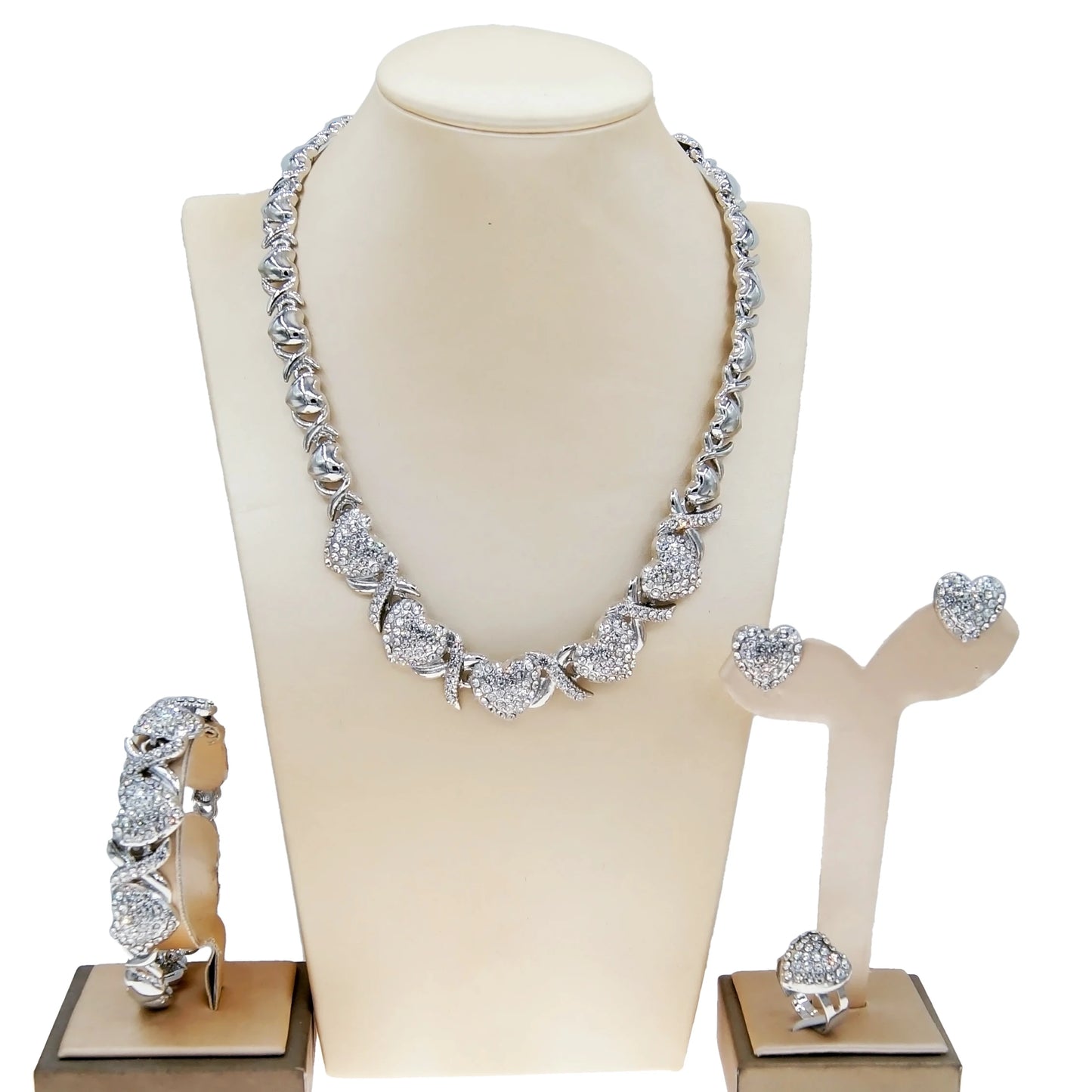 Zhuerrui Big Heart Hugs and Kisses I Love You Jewelry Set American Heart to Heart Xoxo Jewelry Sets Wedding Party Woman X0103