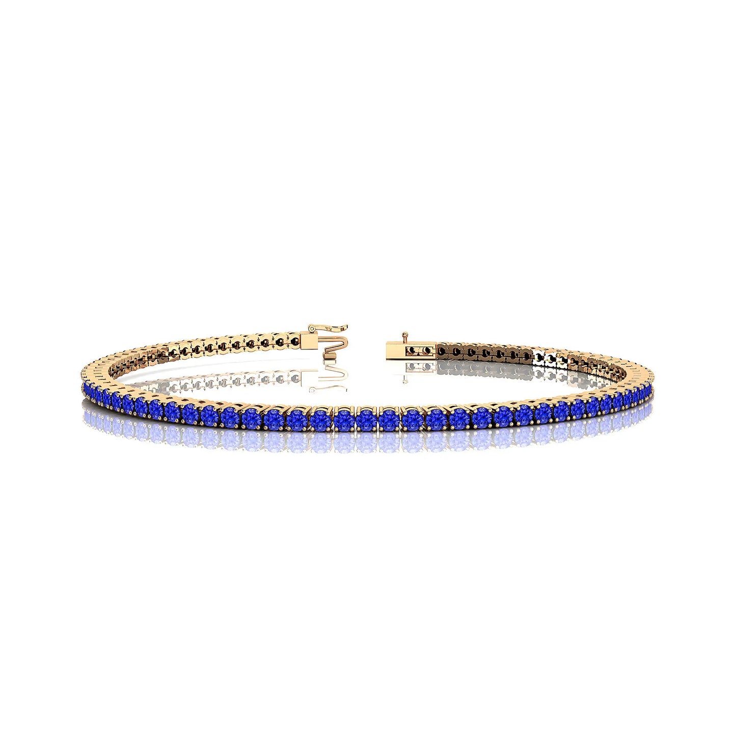 Top-Rated Supplier 14K Yellow Gold Prong Set Natural Tanzanite Tennis Chain Bracelet 2MM Bridal Gift Certified