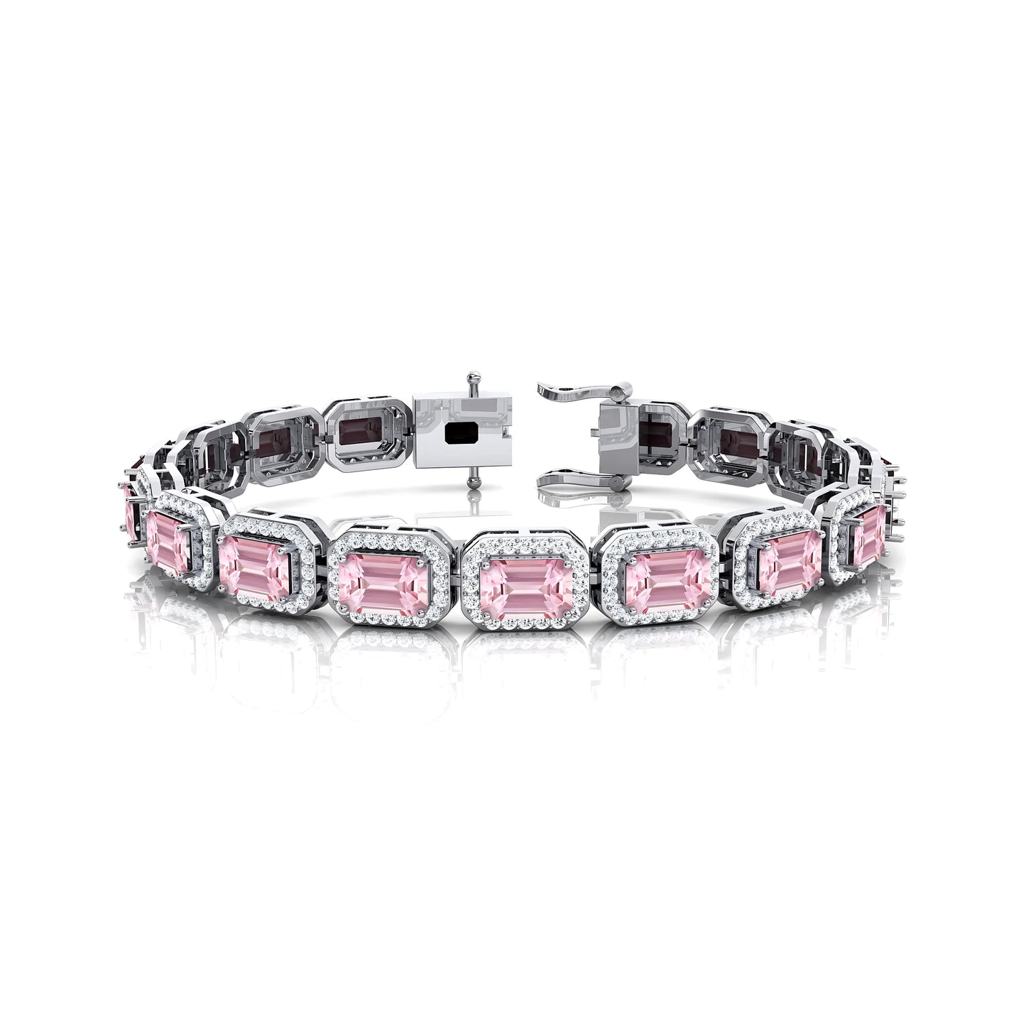 Real 10K 14K 18K Pure Gold Real Diamond & Pink Morganite Tennis Bracelet for Women Elegant 2025 Bridal Engagement Fine Jewelry