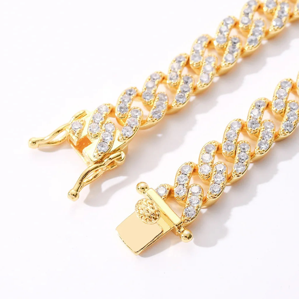 9mm Iced Out Cuban Bracelet Single Row 5A Zircon Hip Hop Jewelry for Men Women Fashion Bacelet Wholesale
