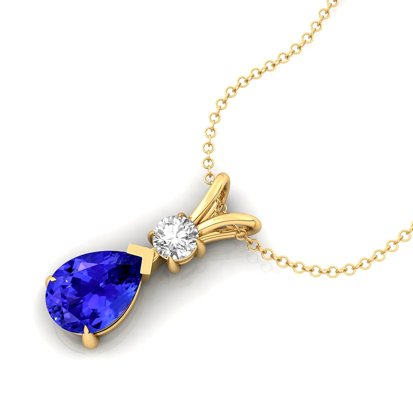 Beautiful Pear Shape Natural Tanzanite Gemstone Pendant Handmade Luxury Fine Jewelry With Small Diamond 14k Solid Gold