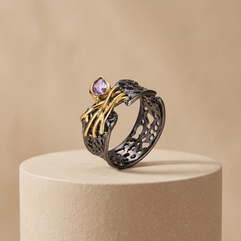 Engagement Wedding Black Plated 925 Silver Jewelry Ring Supplier