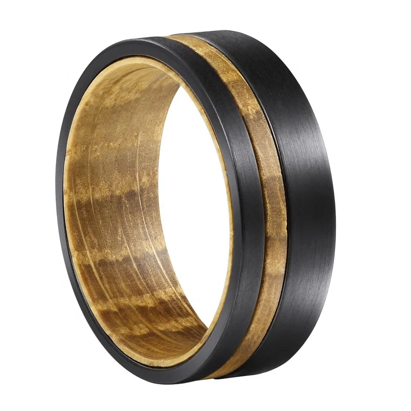 Engagement Ring Tungsten Steel Wood Ring for Men in Stock Wedding Band Barrel Wood Rings Dropshipping Etsy