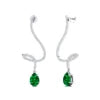Luxurious 18k Solid Gold Lab Emerald Gemstone & Real Diamonds Long Dangling Drop Earrings For Women Handmade Jewelry ODM OEM