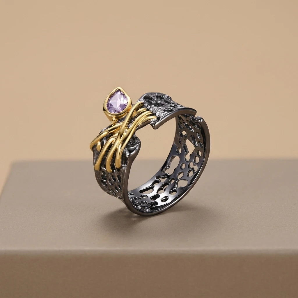 Engagement Wedding Black Plated 925 Silver Jewelry Ring Supplier