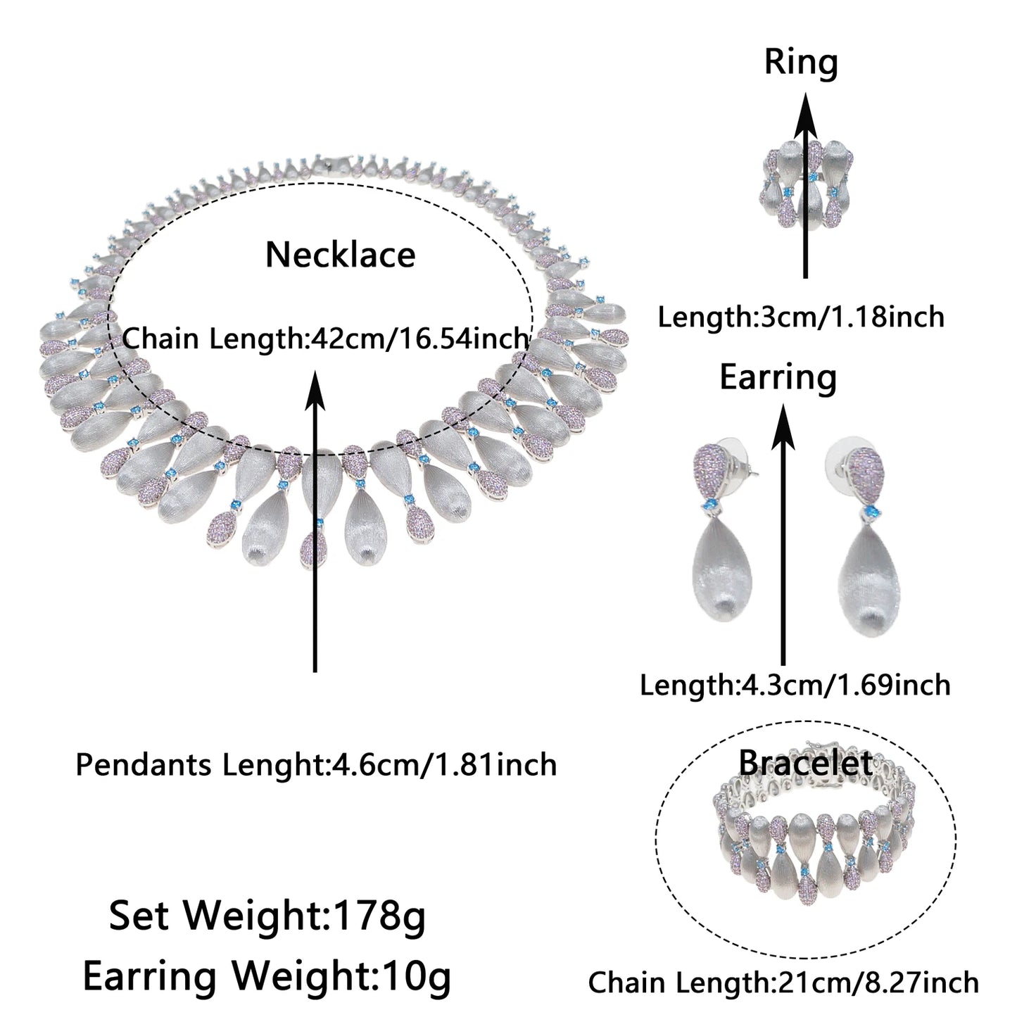 Zhuri New Design Sense Jewelry Set American High-end Diamond Series Ladies Classic Inheritance Wedding Four SetsHZ24742238