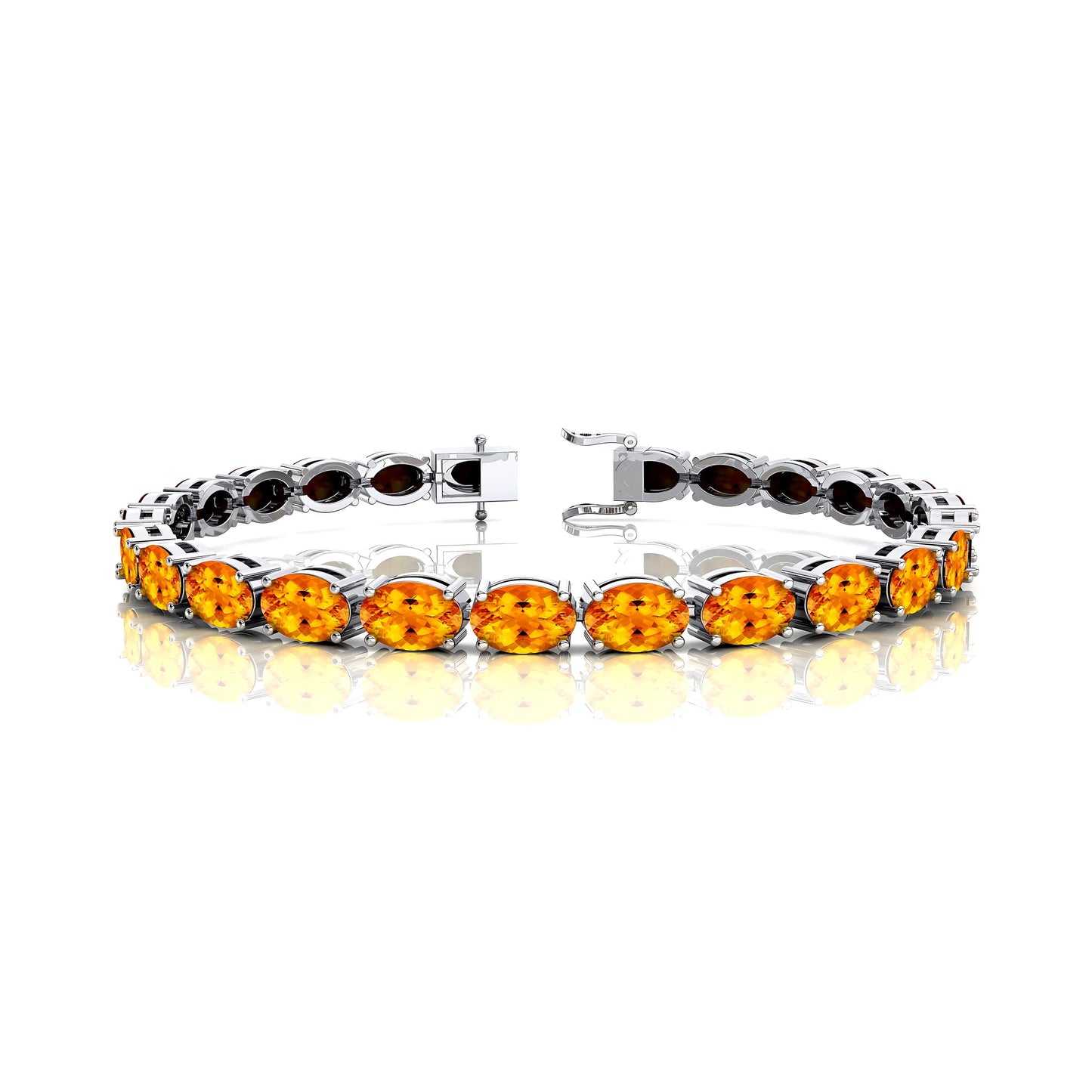 Best Selling 14K Gold Tennis Bracelet with Natural Oval Yellow Citrine Gemstone Classic Style Wedding Party Tennis Bracelet