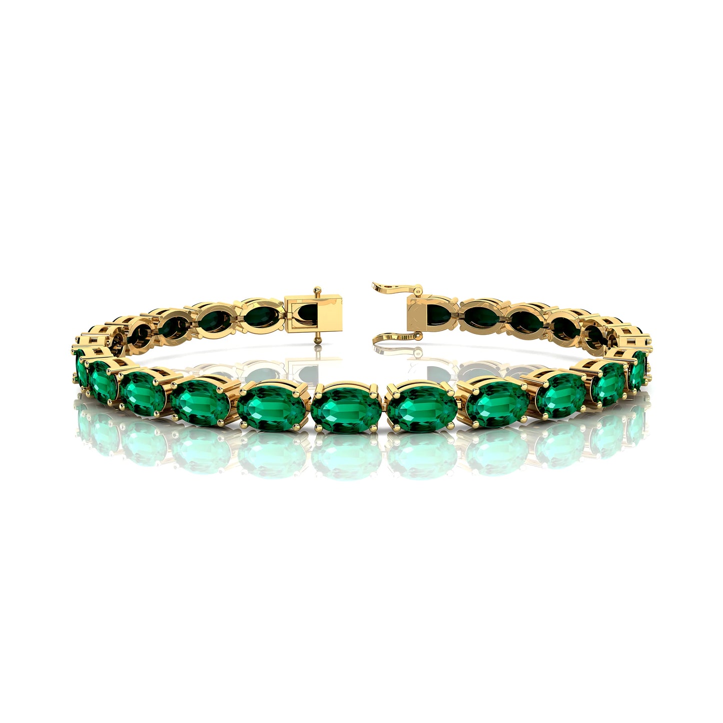 6-7.5 Inches Customized Fine Jewelry Luxury 14K Gold Green Emerald Tennis Bracelets Oval Cut Precious Emerald Women Bracelets