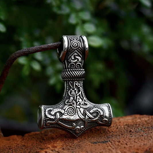 NEWLiFE VIKING Hammer Pearl Necklace in Stainless Steel for Men | Designer Jewellery for women & MEN