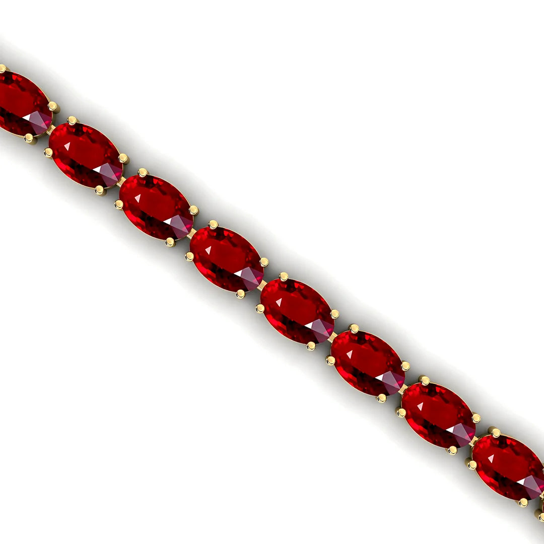 New 2025 Trendy Style 10K 14K 18K Pure Gold Ruby Gemstone Tennis Bracelets Prong Set 6x4mm Oval Cut Natural Ruby Tennis Bracelet