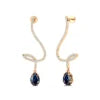 Spiral Diamonds Long Dangling Drop Earrings 18K Solid Gold Pear Cut Lab Grown Alexandrite Gemstone Wedding Earrings Gift For Her