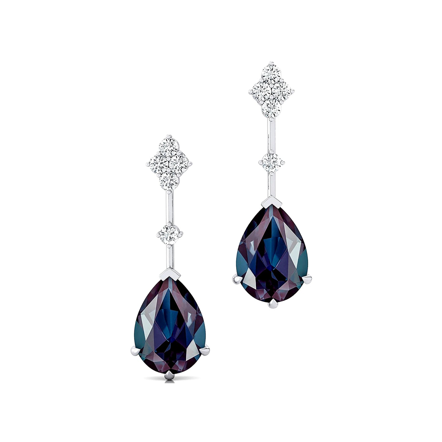 18Kt Solid Gold Trendy Stud Earrings Sets Fabulous Lab Grown Alexandrite Gemstone Real Diamonds Earrings Jewelry For Wife ODM